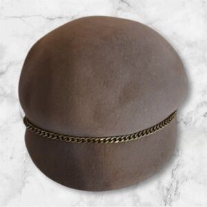 A New Day Tan Hat with Gold Chain Detail